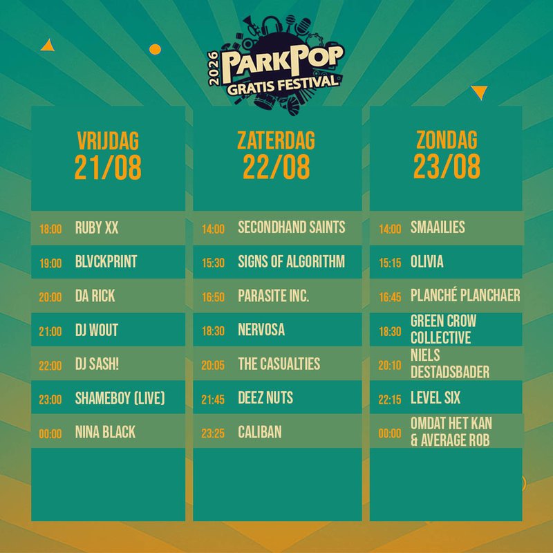 Timetable ParkPop 2026